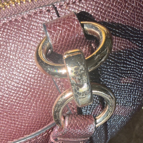 Coach Glittery Brown Leather Tote with Floral Scarf - Picture 13 of 15